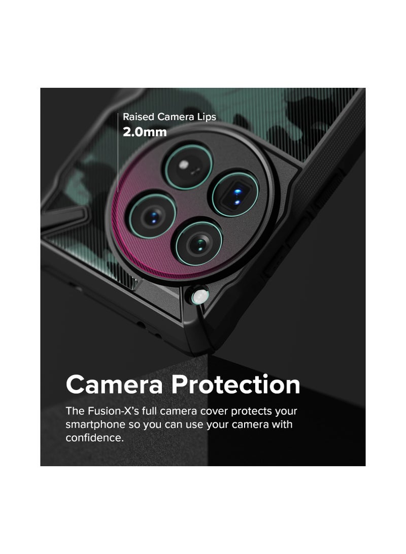 Ringke Fusion-X [Precise Cutouts for Camera Lenses] Compatible with OnePlus 12 Case, Augmented Bumper Military Design Hard Back Heavy Duty Shockproof Protective Cover CAMO BLACK - Image 4