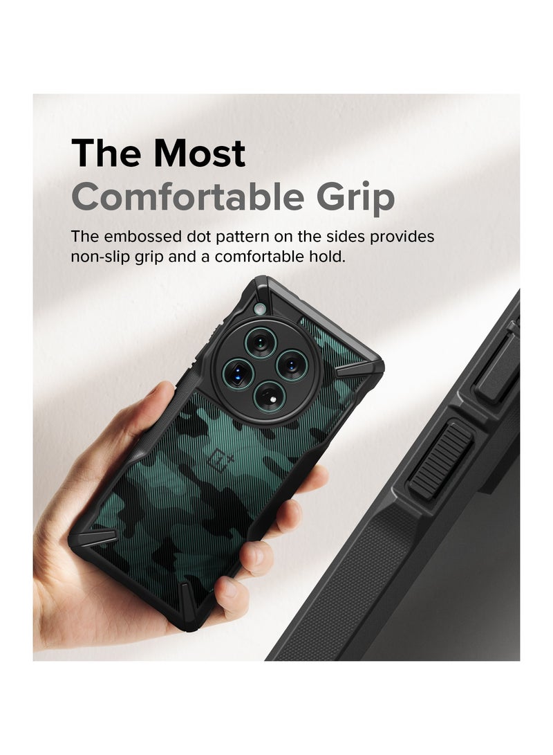 Ringke Fusion-X [Precise Cutouts for Camera Lenses] Compatible with OnePlus 12 Case, Augmented Bumper Military Design Hard Back Heavy Duty Shockproof Protective Cover CAMO BLACK - Image 5
