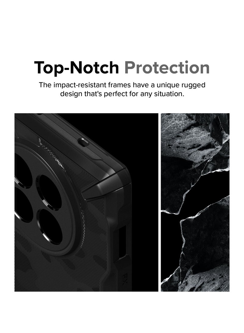 Ringke Fusion-X [Precise Cutouts for Camera Lenses] Compatible with OnePlus 12 Case, Augmented Bumper Military Design Hard Back Heavy Duty Shockproof Protective Cover CAMO BLACK - Image 3