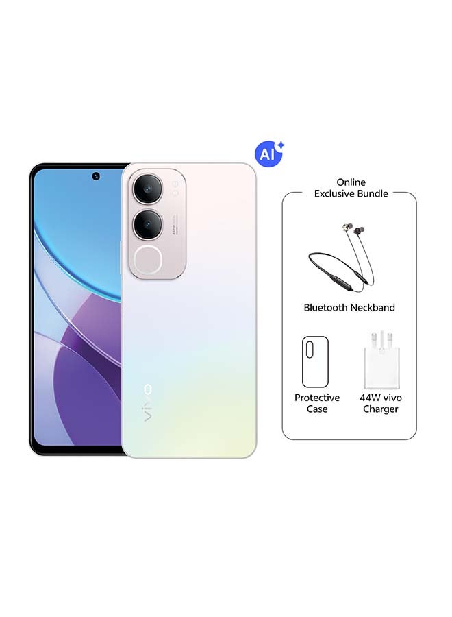 vivo Y19s Pro AI 4G Pearl Silver 6+6GB RAM, 128GB 6000mAh| 50MP Camera | 6.68 HD+ Display| IP64, SGS Military-Grade | Dual Speakers | 44 W Charger With Neck Band - Middle East Version  - Image 1