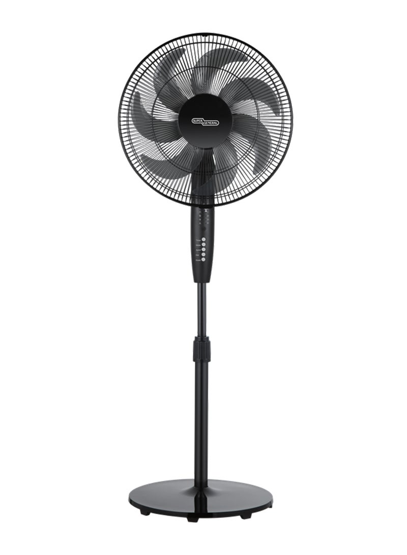 SUPER GENERAL 16" Pedestal Fan With Remote,PP 7 Blades, 85° Oscillation, Adjustable In Height Up To 140 cm, 3 Speed, Black, Energy-Saving, 50W 2 Year Warranty KSGSF58MR Black - Image 1