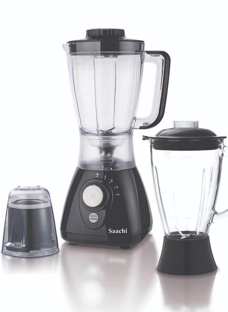ساتشي 3-in-1 Blender/Grinder with 550W Motor, Dual Jar Options, Auto-Clean Function, Stainless Steel Blades, and Grinding Mill for Ultimate Kitchen Efficiency 1.8 L 550 W NL-BL-4414-BK black - Image 1