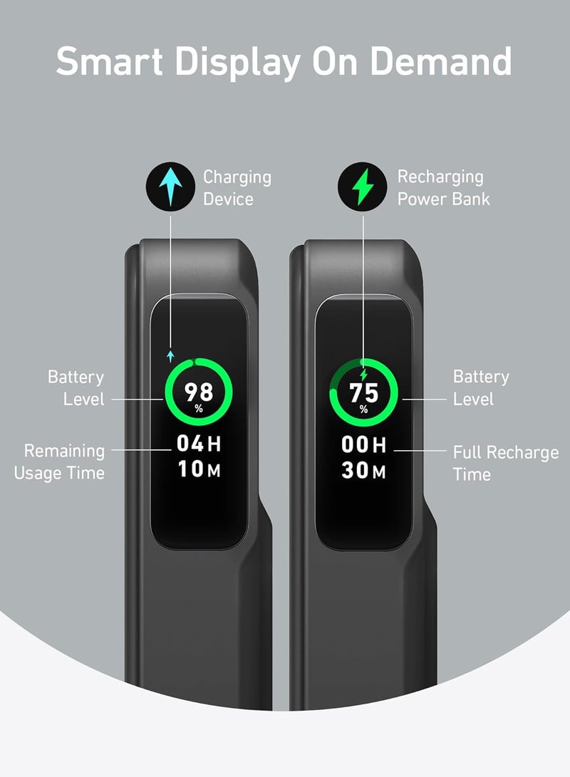 Anker - 10000 mAh MagGo Power Bank-Qi2 Certified 15W Ultra-Fast MagSafe-Compatible Portable Charger, 10,000mAh Battery Pack with Smart Display and Foldable Stand, For iPhone 12\13\14\15 Only(USB-C Cable Included) Black - Image 1
