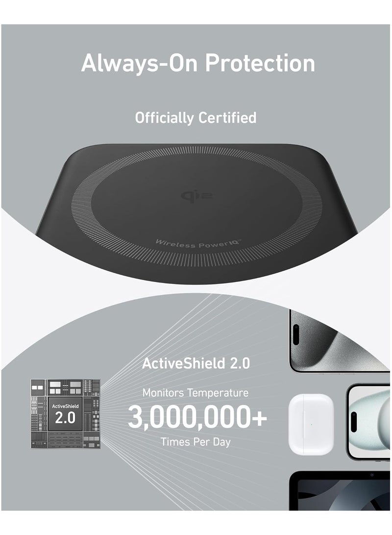 Anker - 10000 mAh MagGo Power Bank-Qi2 Certified 15W Ultra-Fast MagSafe-Compatible Portable Charger, 10,000mAh Battery Pack with Smart Display and Foldable Stand, For iPhone 12\13\14\15 Only(USB-C Cable Included) Black - Image 1