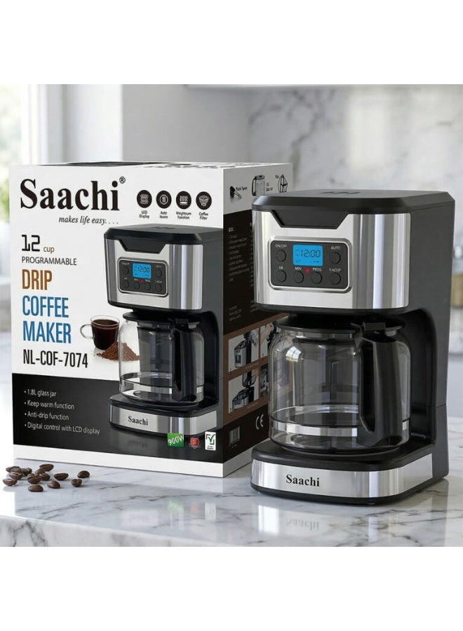 Saachi Drip Coffee Maker NL-COF-7074, 1.8L Programmable Coffee Machine, Keep Warm, Auto Shut-Off, Anti-Drip, LCD Digital Control, 900W 1.8 L 900 W NL-COF-7074-BK Black - Image 2