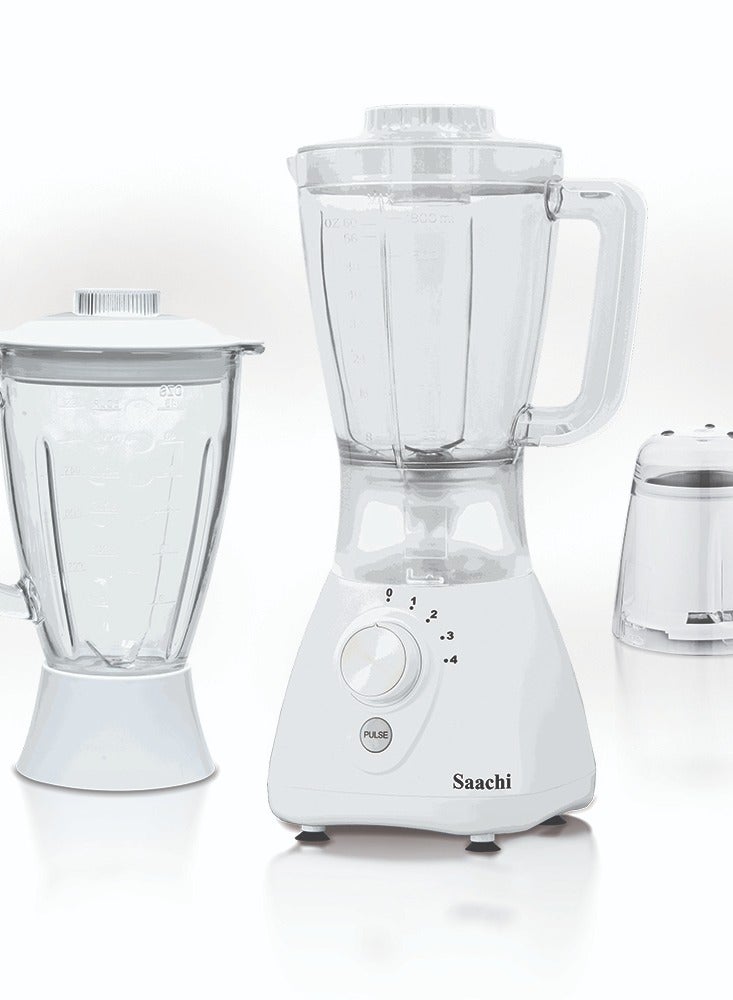 ساتشي 3-in-1 Blender/Grinder with 550W Motor, Dual Jar Options, Auto-Clean Function, Stainless Steel Blades, and Grinding Mill for Ultimate Kitchen Efficiency 1.8 L 550 W NL-BL-4414-WH White - Image 1