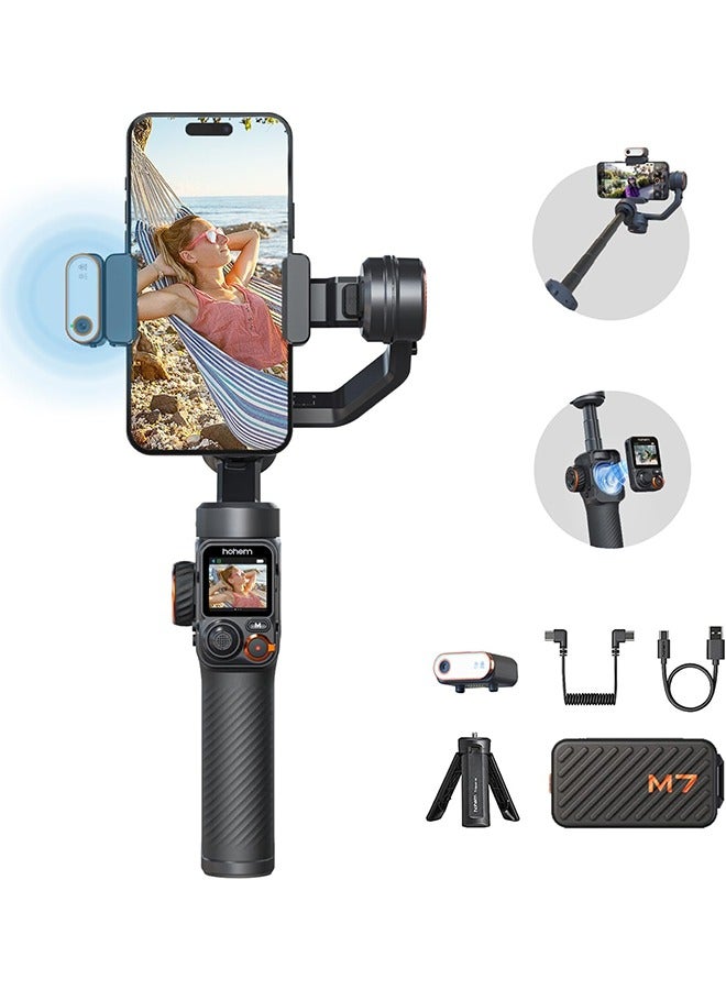 hohem iSteady M7 Gimbal Stabilizer for Smartphone, Magnetic AI Tracker Fill Light, Detachable Touchscreen Remote Controller, Built-in Extension Rod, 500g Payload Gimbal Stabilizer for iPhone Android  - Image 1