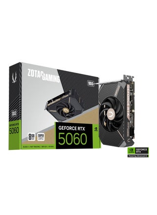 GAMING GeForce RTX 5060 SOLO 8GB GDDR7 Graphics Card, 3840 CUDA Cores, 128-bit, 28Gbps, PCIe 5.0 x8, IceStorm 2.0 Cooling, BladeLink Fans, DLSS 4, 2497MHz Boost Clock, HDMI 2.1b & 3x DisplayPort 2.1b, Compact ITX Design, 145W TDP, 8-Pin Power, Black | ZT-B50600G-10L - pnsku/N70179609V/45/_/1748840200/76c1430a-dc4f-479b-8b59-7e15ac301d5e