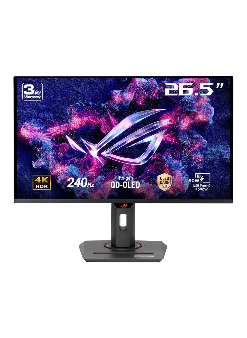 أسوس شاشة الألعاب ROG Strix OLED XG27UCDMG مقاس 27 بوصة بدقة 4K UHD QD-OLED، 240 هرتز، 0.03 مللي ثانية GTG، DisplayHDR 400 True Black، 99% DCI-P3، HDMI 2.1، DP 1.4، USB-C 90W PD، OLED Care Pro، ELMB، Auto KVM، Anti-Flicker 2.0، قاعدة قابلة للتعديل في الارتفاع/الإمالة/الدوران/التحويل، 90LM0B20-B01971 - Image 1