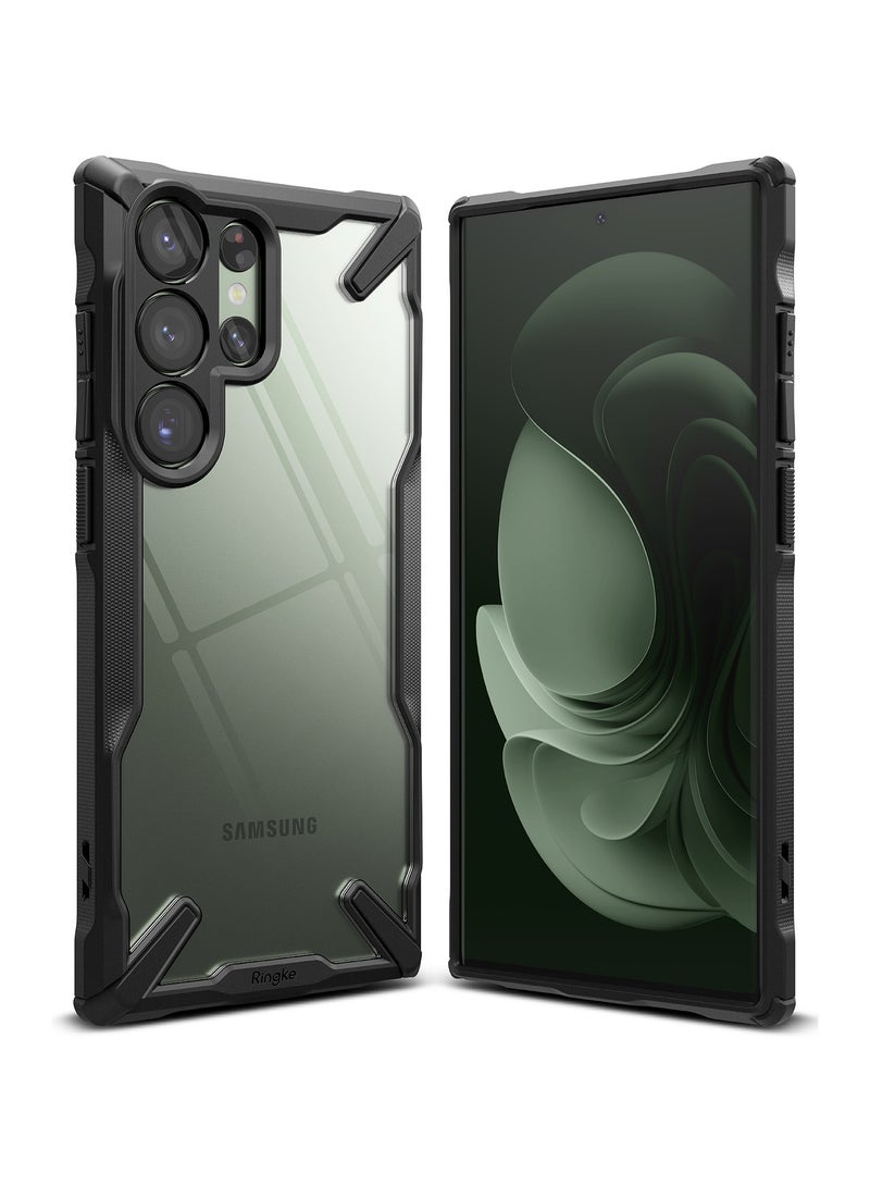 Ringke Fusion-X [Anti-Scratch Dual Coating] Compatible with Samsung Galaxy S23 Ultra 5G Case, Augmented Bumper Clear Hard Back Heavy Duty Shockproof Advanced Protective Cover BLACK - Image 1