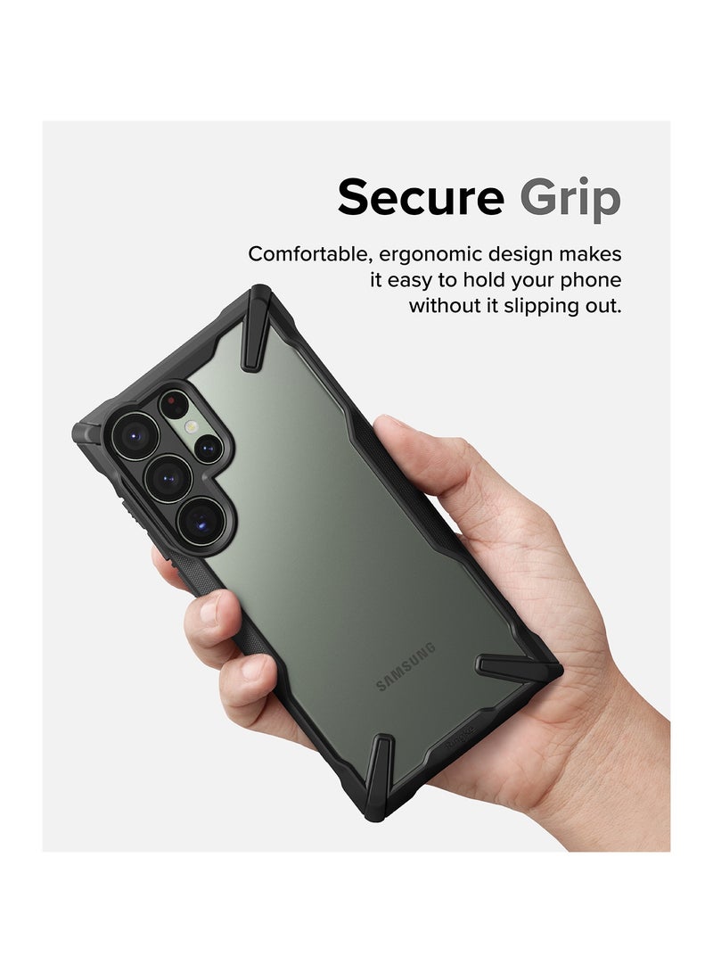Ringke Fusion-X [Anti-Scratch Dual Coating] Compatible with Samsung Galaxy S23 Ultra 5G Case, Augmented Bumper Clear Hard Back Heavy Duty Shockproof Advanced Protective Cover BLACK - Image 4