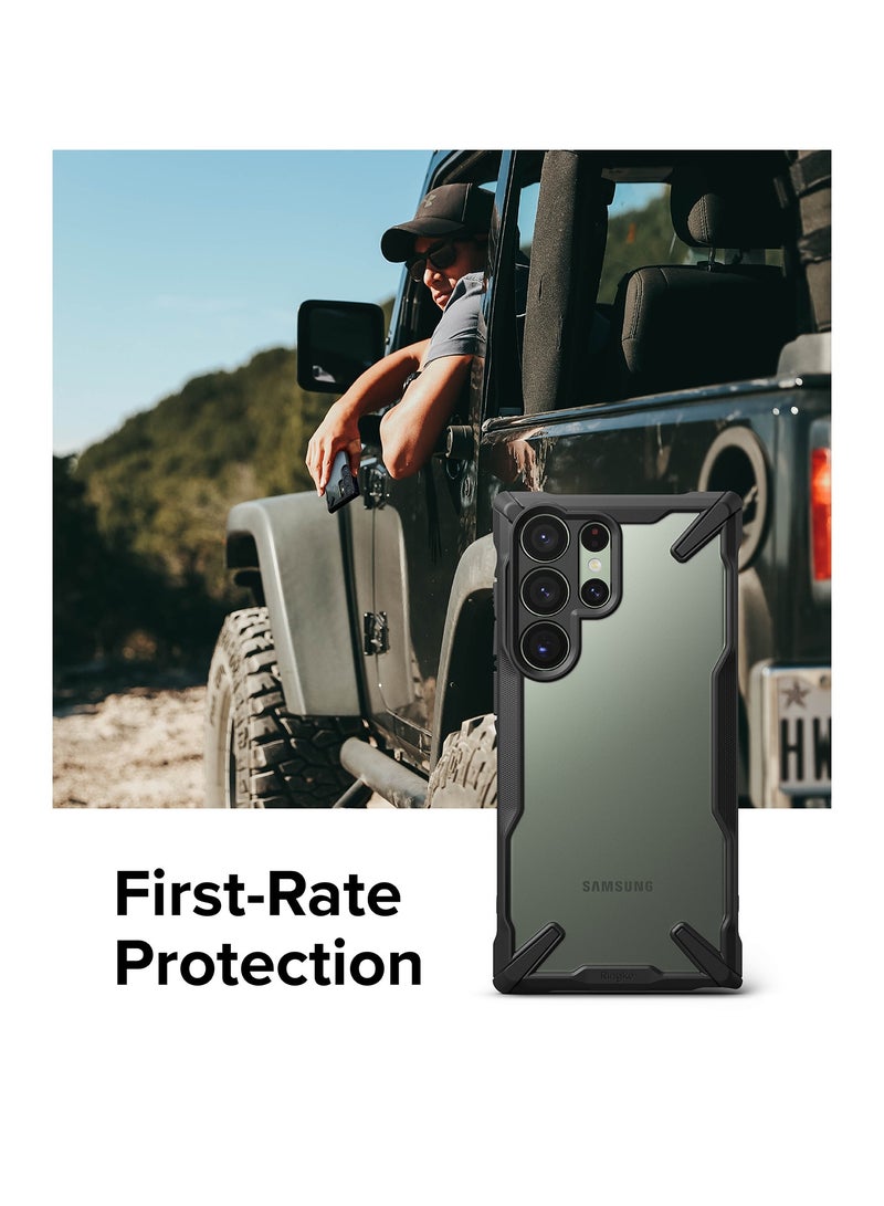 Ringke Fusion-X [Anti-Scratch Dual Coating] Compatible with Samsung Galaxy S23 Ultra 5G Case, Augmented Bumper Clear Hard Back Heavy Duty Shockproof Advanced Protective Cover BLACK - Image 3