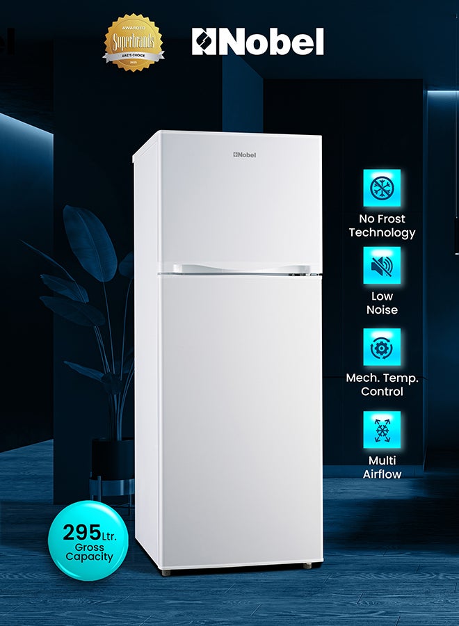 Nobel 295L Double Door Refrigerator with Multi Airflow, NoFrost Cooling, LED Light, Energy Saving – Mechanical Control 1600 W NR295 White  - Image 2