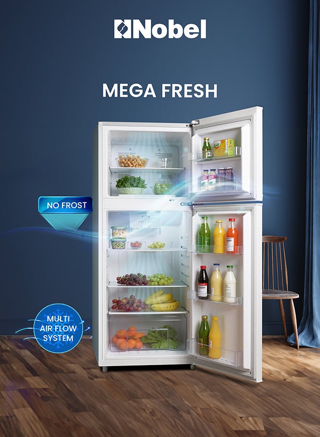 Nobel 295L Double Door Refrigerator with Multi Airflow, NoFrost Cooling, LED Light, Energy Saving – Mechanical Control 1600 W NR295 White  - Image 4