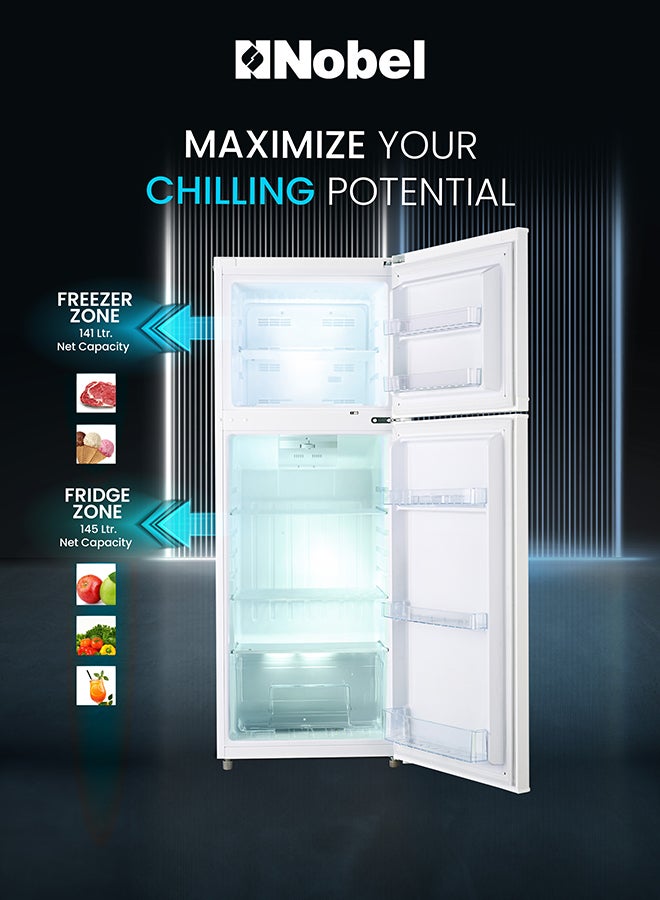 Nobel 295L Double Door Refrigerator with Multi Airflow, NoFrost Cooling, LED Light, Energy Saving – Mechanical Control 1600 W NR295 White  - Image 5