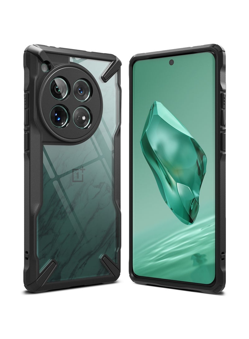 Ringke Fusion-X [Precise Cutouts for Camera Lenses] Compatible with OnePlus 12 Case, Augmented Bumper Clear Hard Back Heavy Duty Shockproof Protective Cover BLACK - Image 1