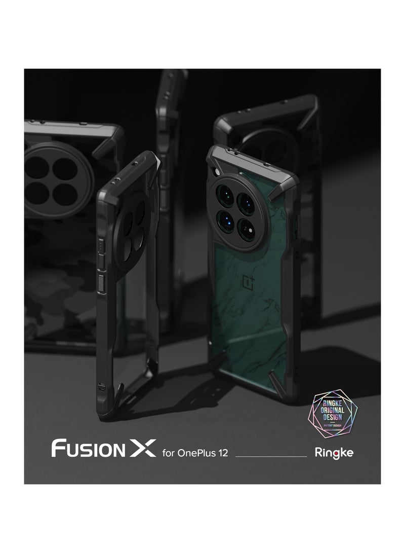 Ringke Fusion-X [Precise Cutouts for Camera Lenses] Compatible with OnePlus 12 Case, Augmented Bumper Clear Hard Back Heavy Duty Shockproof Protective Cover BLACK - Image 2