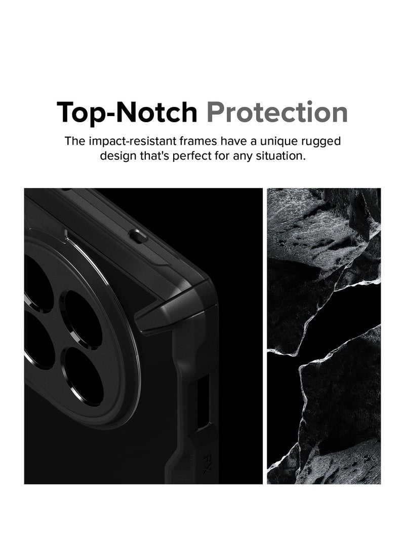 Ringke Fusion-X [Precise Cutouts for Camera Lenses] Compatible with OnePlus 12 Case, Augmented Bumper Clear Hard Back Heavy Duty Shockproof Protective Cover BLACK - Image 3