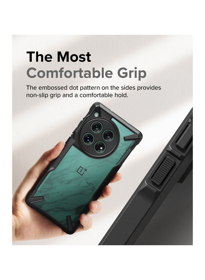 Ringke Fusion-X [Precise Cutouts for Camera Lenses] Compatible with OnePlus 12 Case, Augmented Bumper Clear Hard Back Heavy Duty Shockproof Protective Cover BLACK - Image 5