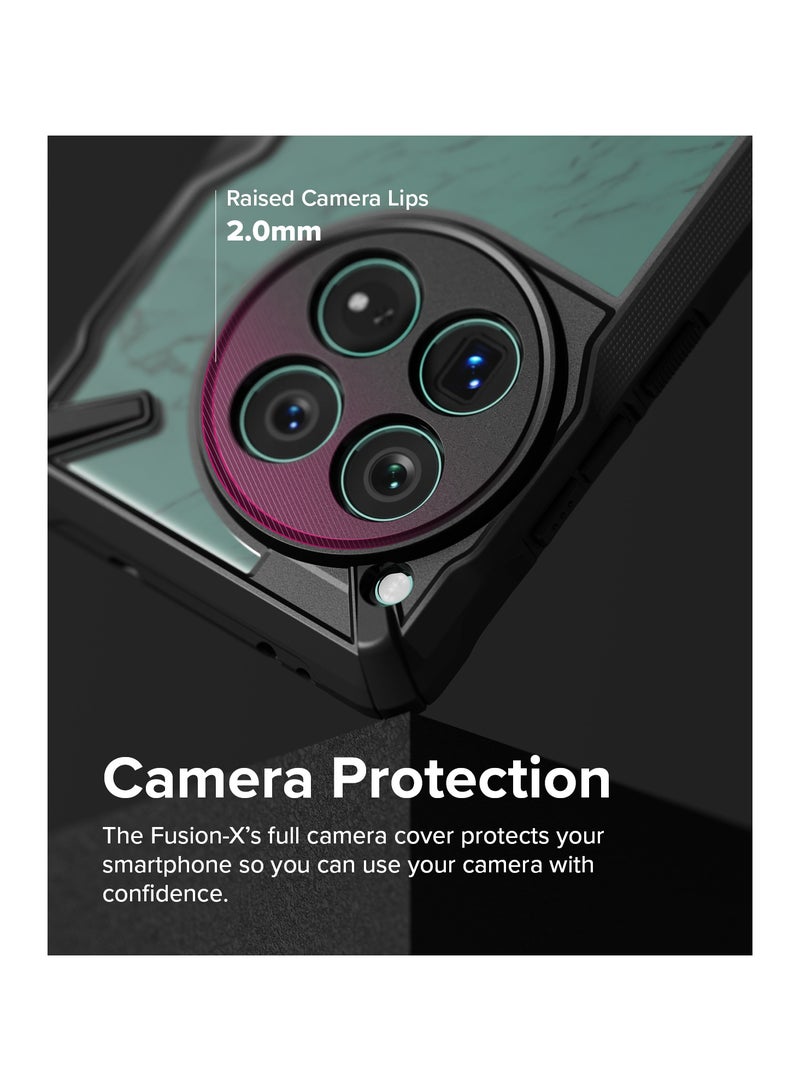 Ringke Fusion-X [Precise Cutouts for Camera Lenses] Compatible with OnePlus 12 Case, Augmented Bumper Clear Hard Back Heavy Duty Shockproof Protective Cover BLACK - Image 4
