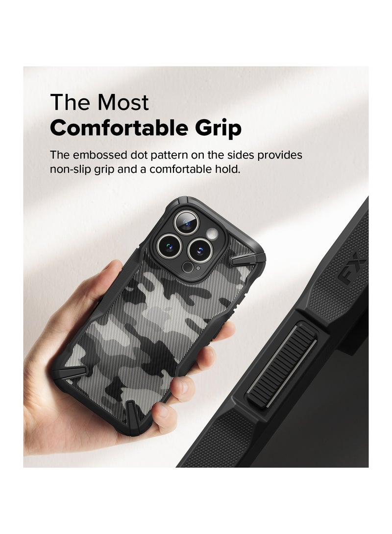 Ringke Fusion-X [Precise Cutouts for Camera Lenses] Compatible with iPhone 16 Pro Max Case, Augmented Bumper Military Design Shockproof Protective Cover CAMO BLACK - Image 5