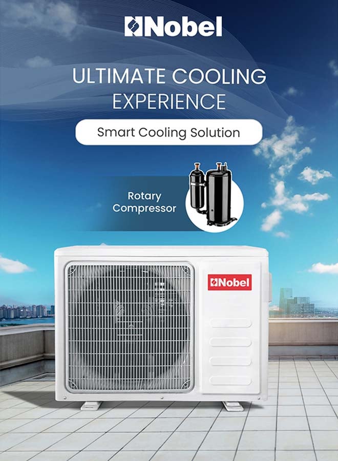 Nobel Split Air Conditioner T3 24000 BTU Cooling Only, Rotary Compressor, Gold Fin, R410A, Auto Restart – (1 Year Warranty) 3100 W NSAC24TN White - Image 4