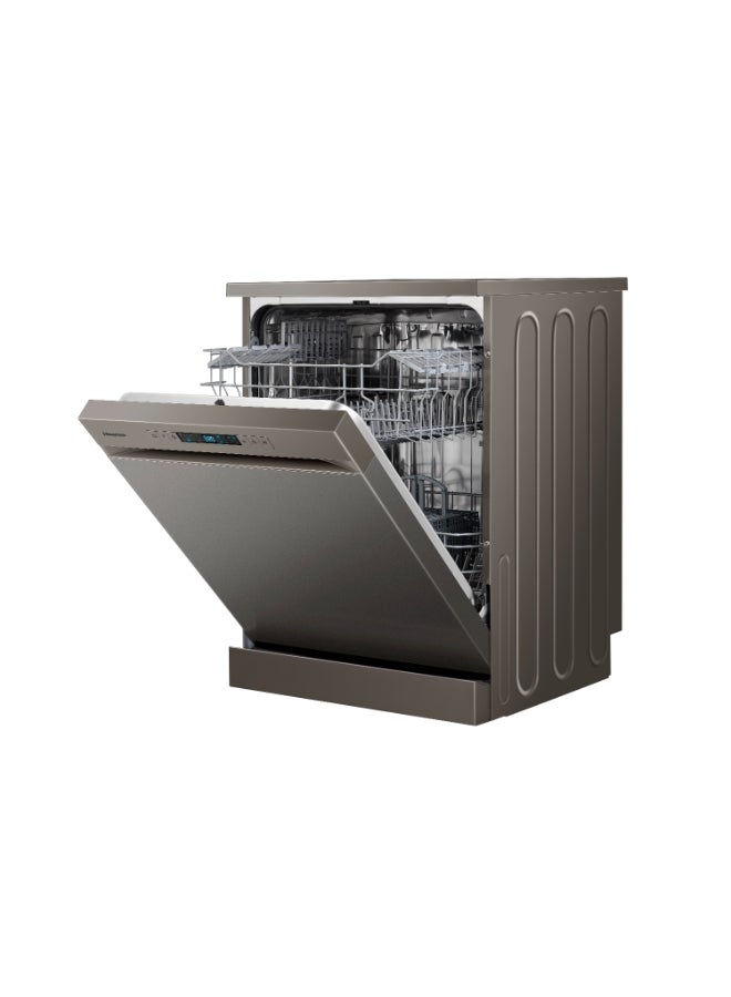 هايسنس 13 Place settings Freestanding Dishwasher 8 Programs -  Color Titanium Grey Model - 1 Year Manufacture Warranty - 44 kg 1850 W HS622E90G Grey - Image 3