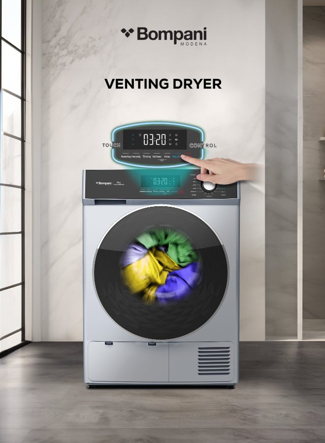 بومباني مجفف مضخة حرارة بومباني 8 كجم تحميل أمامي، 16 برنامج، منخفض الطاقة، مضاد للتجاعيد، مبرد R290 8 ل 700 واط - BO5297UKBI8200S - Image 3