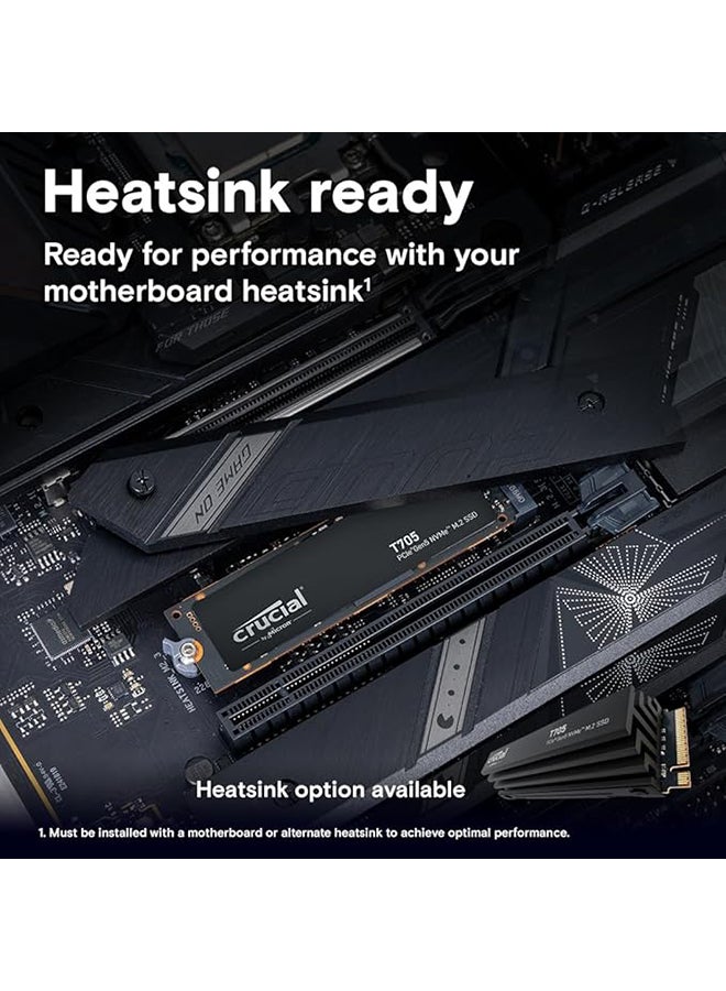 crucial T705 4TB M.2 NVMe SSD – PCIe Gen5 x4, Up to 14,100MB/s Read, 12,600MB/s Write, NVMe 2.0, 3D NAND, Heatsink Optional, M.2 2280 Form Factor, 3000TBW Endurance, High-Performance Internal Solid State Drive for Gaming, Content Creation & Workstations | CT4000T705SSD3 4 TB  - Image 4