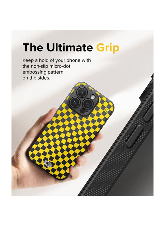 Ringke Onyx Case For iPhone 15 Pro Max, Enhanced Grip Tough Flexible TPU Shockproof Rugged TPU Bumper Drop Protection Phone Cover - Checkerboard Yellow - Image 4