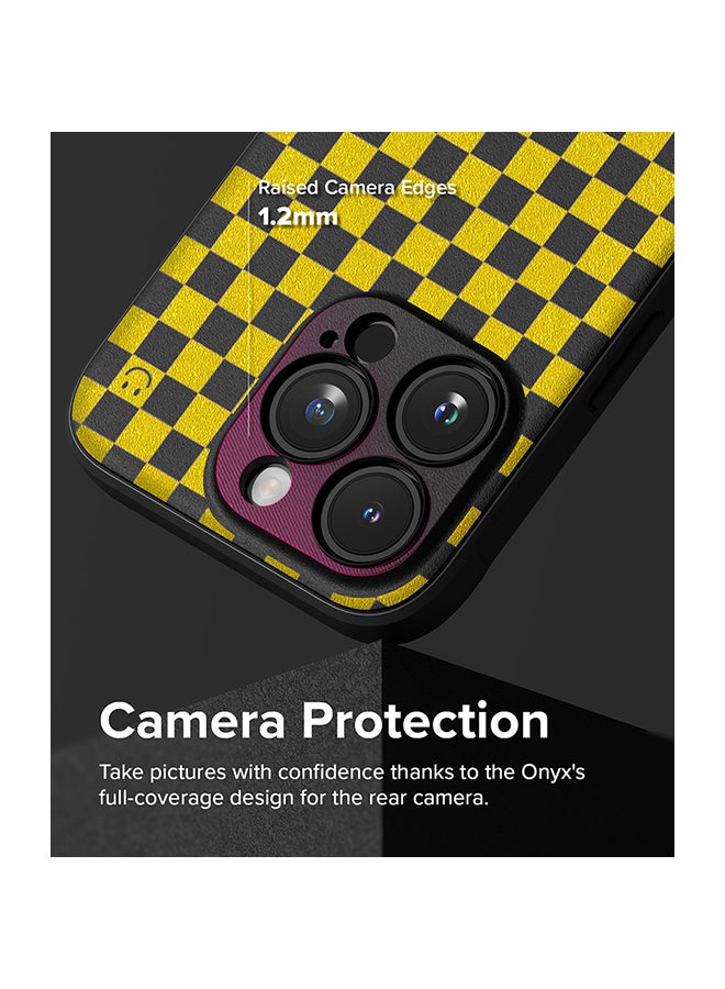 Ringke Onyx Case For iPhone 15 Pro Max, Enhanced Grip Tough Flexible TPU Shockproof Rugged TPU Bumper Drop Protection Phone Cover - Checkerboard Yellow - Image 5