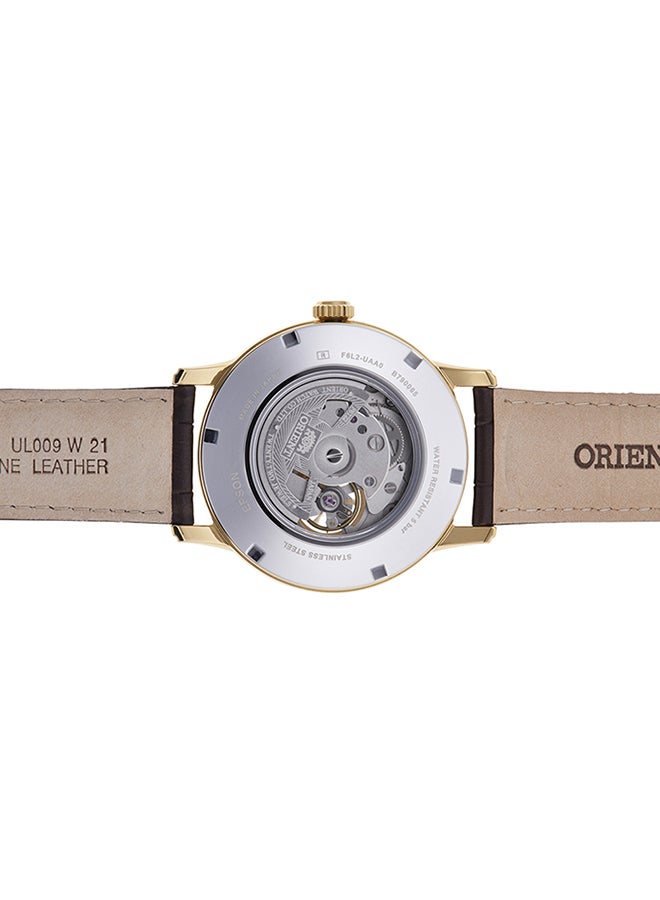 أورينت ساعة ميكانيكية كلاسيكية للرجال RA-AS0010S، قلب مفتوح، شمس وقمر، قرص ذهبي 42 مم 50 متر مقاومة للماء - Image 5