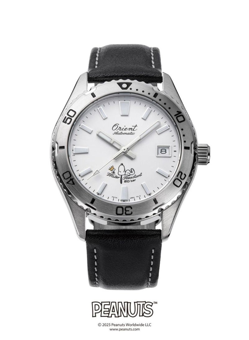 ORIENT Men's Limited Edition Mechanical Sports Peanuts Men's Watch RA-AC0Q08S, White Dial 39.9mm, 200M WR - Image 1