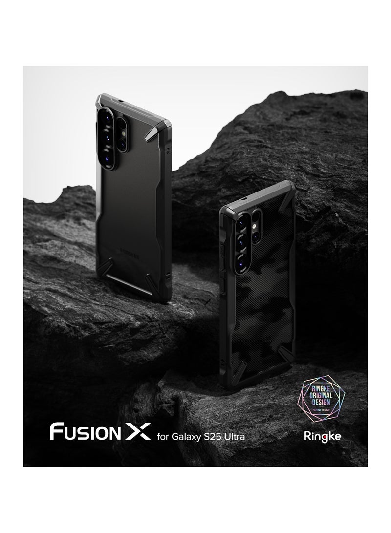 Ringke Fusion-X [Precise Cutouts for Camera Lenses] Compatible with Samsung Galaxy S25 Ultra Case, Augmented Bumper Clear Hard Back Heavy Duty Shockproof Protective Cover BLACK - Image 2