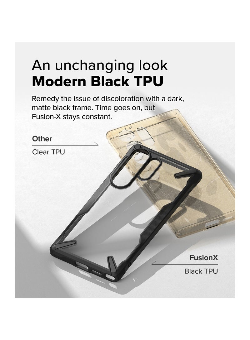 Ringke Fusion-X [Precise Cutouts for Camera Lenses] Compatible with Samsung Galaxy S25 Ultra Case, Augmented Bumper Clear Hard Back Heavy Duty Shockproof Protective Cover BLACK - Image 4