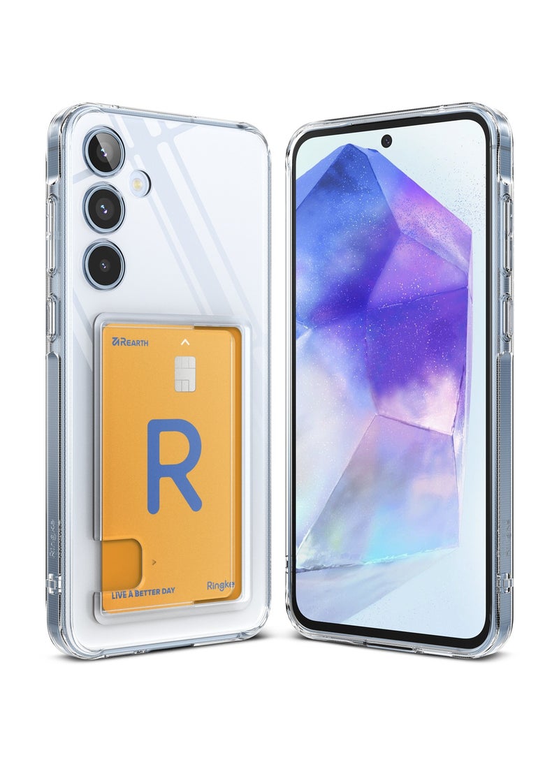Ringke Fusion Card [Built-in Cardholder] Compatible with Samsung Galaxy A55 Case 5G, Hold Up to 1 Card, Transparent Wallet Phone Cover for Women, Men CLEAR - Image 1