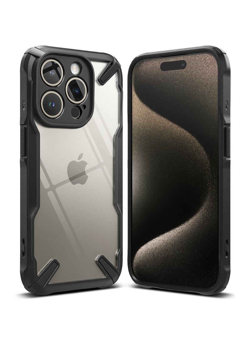 Ringke Fusion-X [Precise Cutouts for Camera Lenses] Compatible with iPhone 15 Pro Max Case, Augmented Bumper Heavy Duty Shockproof Protective Cover BLACK - Image 1