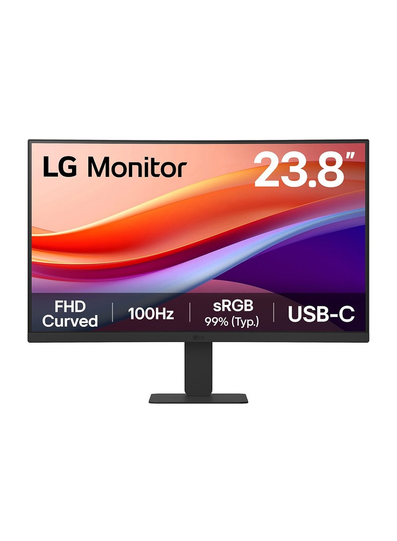 LG 23.8-Inch FHD Curved Monitor With 100Hz Refresh Rate And Usb-C Port black  - Image 1