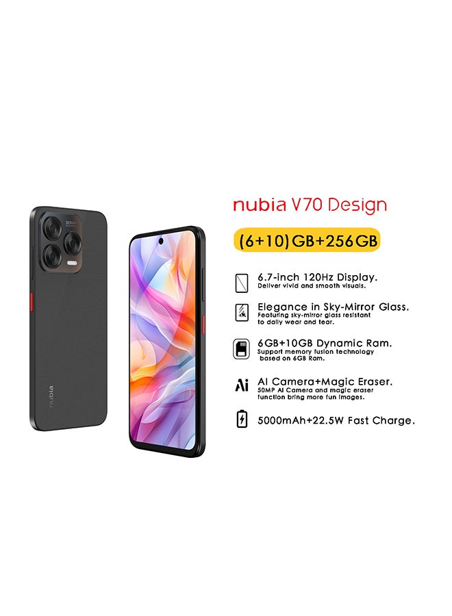 nubia Blade V70 Design Dual SIM Stone Gray 6GB+10GB RAM 256GB 4G - Middle East Version - Image 1