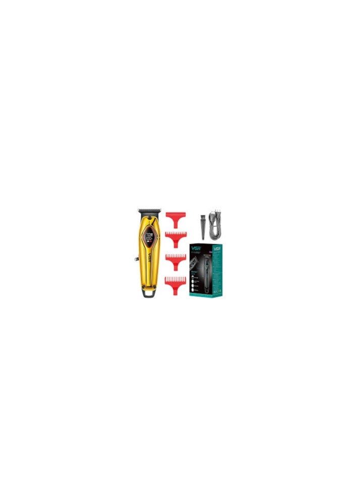 VGR V-945 Professional Metal Body Digital Display 7000RPM Ceramic And Powder Metallurgic blade Pro Li Outliner Electric Cordless Clipper Grooming Kit T-Blade Close Cutting 0mm Bald Head 180 min, GOLD 10x15Fluid Ounce  - Image 2