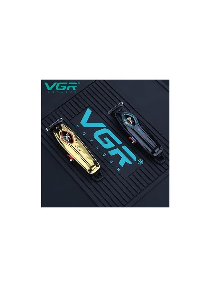 VGR V-945 Professional Metal Body Digital Display 7000RPM Ceramic And Powder Metallurgic blade Pro Li Outliner Electric Cordless Clipper Grooming Kit T-Blade Close Cutting 0mm Bald Head 180 min, GOLD 10x15Fluid Ounce  - Image 5