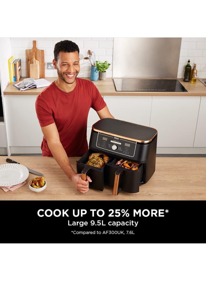 Ninja Foodi Max Dual Zone Air Fryer, Amazon Exclusive, Tongs, 2 Drawers, 9.5L, 6-in-1, Use No Oil, Air Fry, Max Crisp, Roast, Bake, 8 Portions, Nonstick Dishwasher Safe Baskets 9.5 L 2470 W AF400UKCP Black/Copper 9.5 L 2470 W AF400UKCP Black/Copper  - Image 4