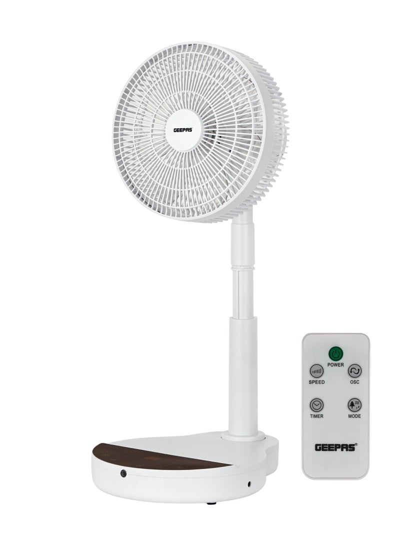 جيباس 10" DC Folding Fan- GF21184UK/ with 7 Leaf ABS Blades for Strong Wind and 12 Speed Levels/ Right and Left Oscillation, Low Noise Operation/ Ideal for Home, Office, Apartment/ 2 Years Warranty, White 24 W GF21184UK white  - Image 1