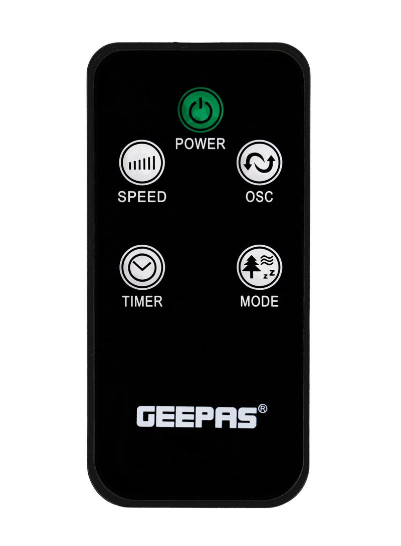 Mini Tower Fan with Remote Control – 3-Speed Settings, Oscillation, Timer, Soft Wind Cross Flow Design GF21175UK White, Black