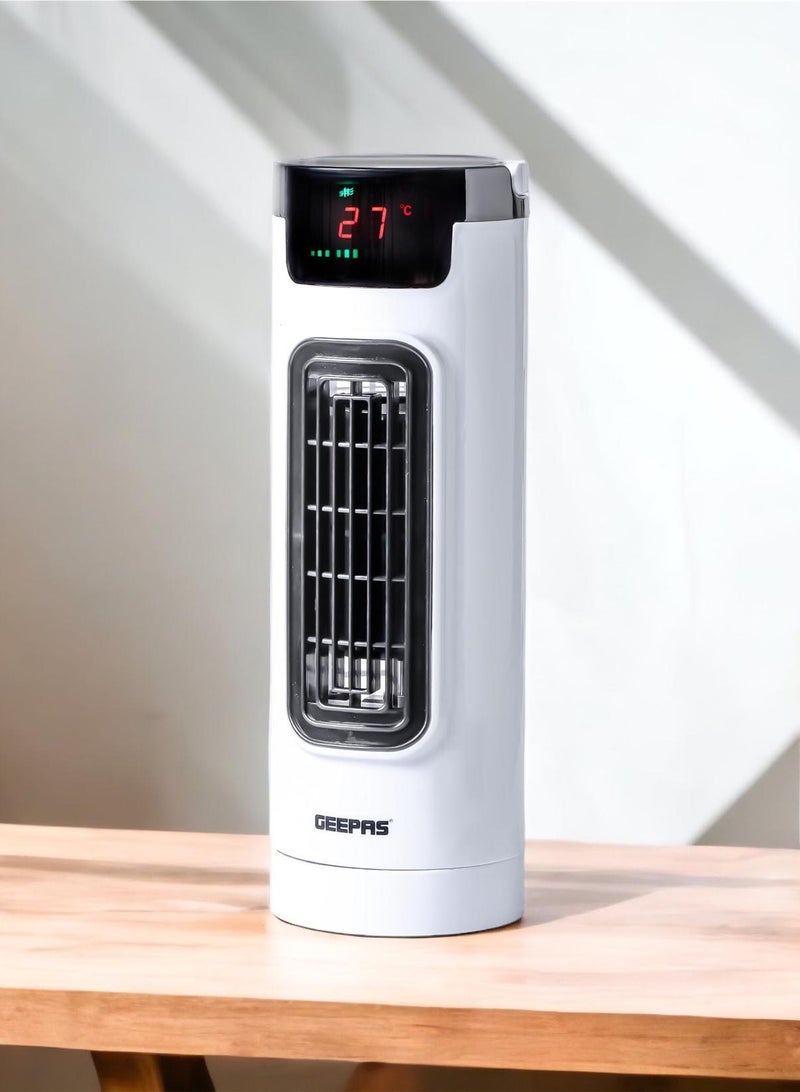 Mini Tower Fan with Remote Control – 3-Speed Settings, Oscillation, Timer, Soft Wind Cross Flow Design GF21175UK White, Black