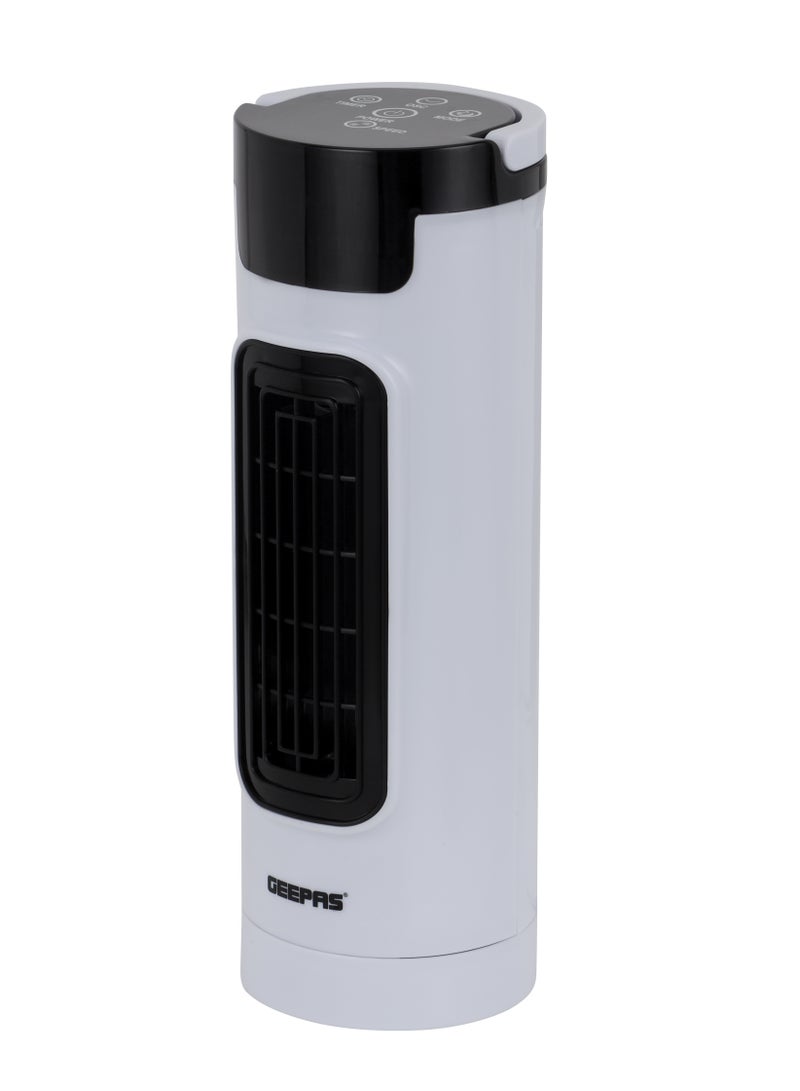 Mini Tower Fan with Remote Control – 3-Speed Settings, Oscillation, Timer, Soft Wind Cross Flow Design GF21175UK White, Black