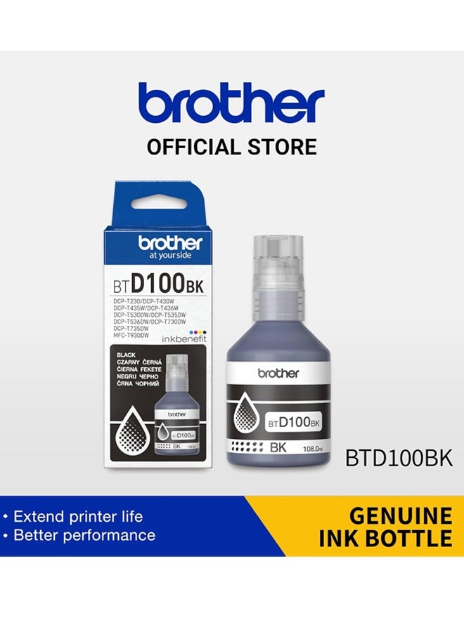 brother Genuine BTD100BK Ultra High Yield Black Ink Bottle, 7,500x2 Page Yield, for Ink Tank Printers for DCP-T730DW T830DW T930DW (2-Pack) black  - Image 2
