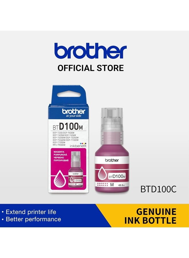 brother Genuine BTD100M Ultra High Yield Ink Bottle, 5,000 Page Yield, for Ink Tank Printers DCP-T730DW T830DW T930DW MAGENTA  - Image 2