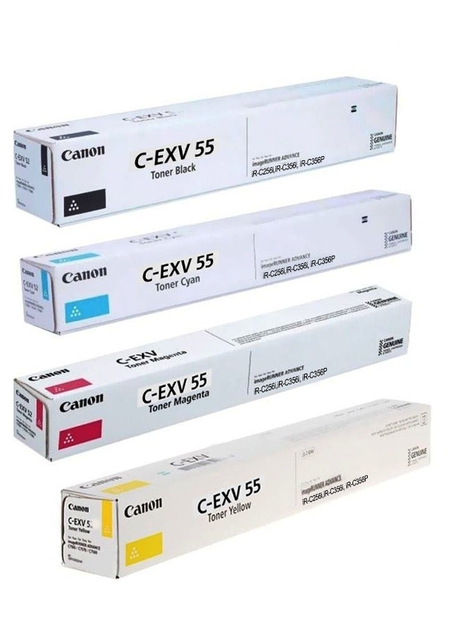 Canon Original C-EXV 55 Toner Cartridge For C256i, C257i, C356i And C357i Full set Black,Cyan,Magenta,Yellow  - Image 1