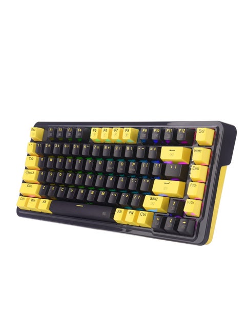 K649 YP edition ,Wired RGB Gaming Keyboard 75% hot-swappable mechanical keyboard with Gasket mount and smooth 42g melt-gold switches OEM profile PBT keycaps , Compact Mechanical Keyboard Dedicated Arrow Keys, for PC and laptop use in home and office